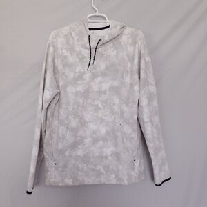 Old Navy Active Dynamic Fleece Gray White Pullover Hoodie - Men's Size Large